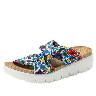 Imagem de Sandália feminina Alegria Rylie de couro vegano leve plataforma de cetim com laço, Festa primária, 8-8.5