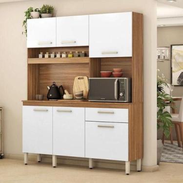 Imagem de Kit Cozinha Compacta Ambiente álamo Amêndola Touch Branco  Demóbile