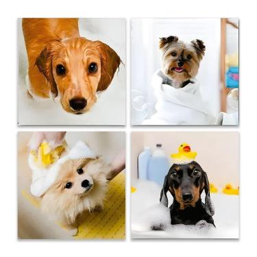 Imagem de Kit 4 Quadros Decorativos Pet Shop Cachorro Gato Placas Mdf