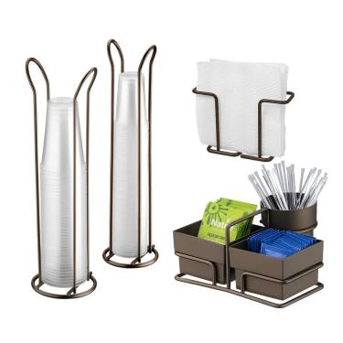 Imagem de Kit 4 Peças Porta Sachês Copos 50/80/200ml Suporte Guardanapos Cor Café - Future