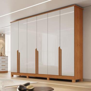 Imagem de Guarda Roupa Casal 6 Portas com Pés em MDF Bianca Bianchi, Nature/Off 