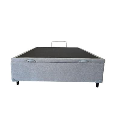 Imagem de Base Box Com Baú Casal Linho Cinza 1,38 X 1,88 Reforçada