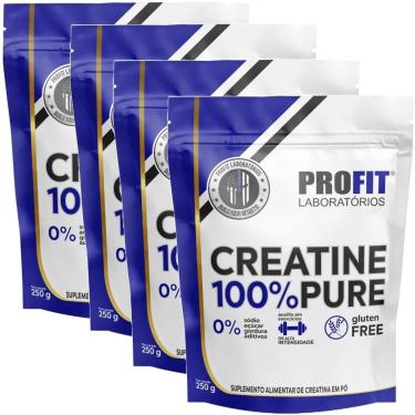 Imagem de Kit 4x Creatina Monohidratada Pura 250g Refil Profit Labs-Unissex