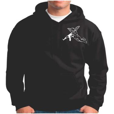 Imagem de Blusa Moletom Masculino Anjo Com Ak47 Moleton Alta Qualidade P M G GG,