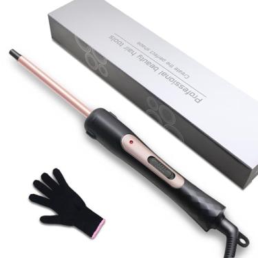 Imagem de hopopower Modelador De Cachos Pequeno 3/8", Fino 9 Mm Para Cabelos Curtos E Longos, Cerâmica Com 2 Temperaturas, Cilindro, Inclui Luva Proteção Térmica - Rosa