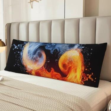 Imagem de Capa de travesseiro yin yang fire water body fronha de microfibra ultramacia fronha longa respirável e sedosa com zíper decorativo roupa de cama fronha corporal para adultos, 51 x 137 cm
