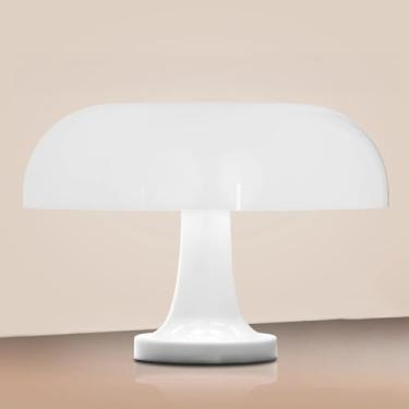 Imagem de Luminária de Mesa Cogumelo Retrô 28cm – Abajur de Cabeceira com 3 Cores de Iluminação e 10 Níveis de Brilho, Ideal para Quarto, Sala ou Escritório (Branco)