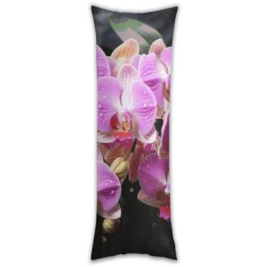 Imagem de Capa de travesseiro corporal de orquídeas ultramacia respirável longa fronha de cama decorativa 137 x 50 cm com zíper oculto capas de almofada para sofá de quarto