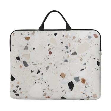 Imagem de Capa branca para laptop Terrazzo 14 polegadas bolsa de transporte para computador à prova de choque capa protetora para notebook bolsa portátil para laptop bolsa à prova d'água para homens e mulheres