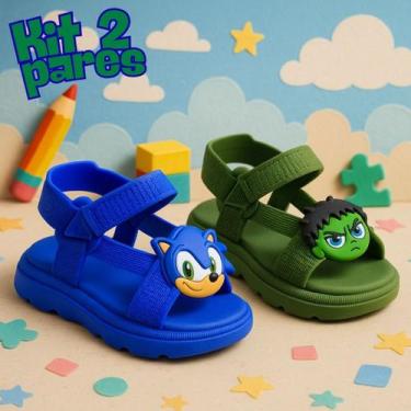 Imagem de Kit 2 Pares Sandália Papete Infantil Baby Masculina Anatômica Macia La