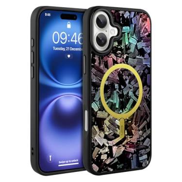 Imagem de AIGOMARA Capa magnética de fibra de carbono forjada para iPhone 16 Plus, compatível com Magsafe, capa de telefone protetora à prova de choque de TPU macio e fina brilhante, prata