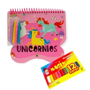 Imagem de Desenhos Unicórnios Livro Com Canetinha+Adesivos+Massinha - Todolivro 