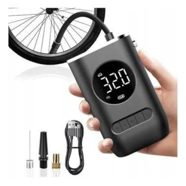 Imagem de Compressor de Ar Digital Portátil com Display LED, Bomba Elétrica para Pneus e Infláveis, Bateria Recarregável USB