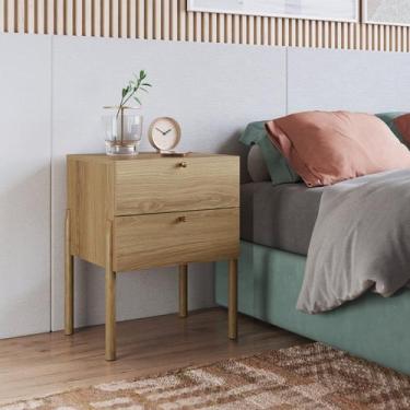 Imagem de Mesa de Cabeceira 2 Gavetas Pé Madeira Artesano Oslo - Artesano Móveis