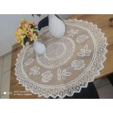Imagem de Toalha De Fogão, Centro De Mesa Renda 80cm Redonda - branyl, Bege