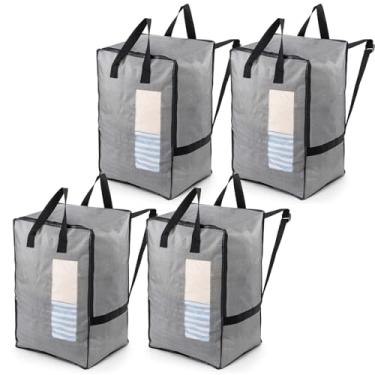 Imagem de TAILI Pacote com 4 bolsas de mudança cinza com alças ajustáveis, suprimentos de mudança, alternativas de caixas de mudança, bolsas de armazenamento resistentes para embalagem universitária, mochila de