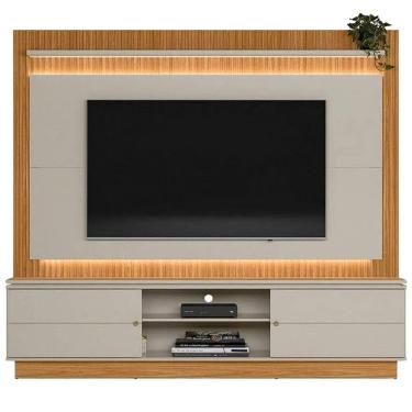Imagem de Estante Guararapes para TV até 75 Polegadas Ripado com LED 2 Portas Linea Cor Nature Off White