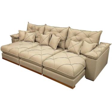 Imagem de Sofá Gran Plus 320cm em Veludo com Molas Ensacadas 6 Lugares 3 Módulos Retrátil e Reclinável Império Cor Bege
