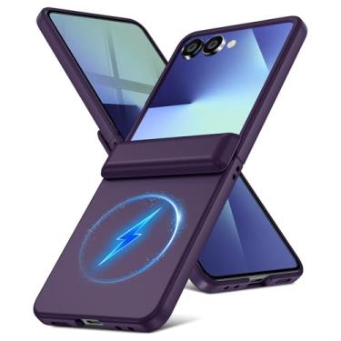 Imagem de YSLBWLE Capa para Samsung Galaxy Z Flip 7 com proteção de dobradiça e carregamento magnético e fina, capa de telefone de proteção militar de corpo inteiro para Galaxy Z Flip 7 roxo escuro 29-zflip7-02