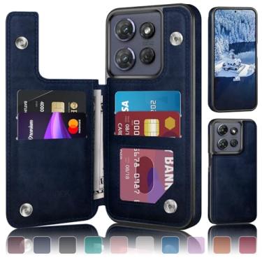 Imagem de DJDUCK Capa carteira projetada para Moto G Power/Play 2025 com suporte para cartão, [capa de fecho magnético] [proteção de couro com bloqueio de RFID] à prova de choque feminina e masculina para Moto