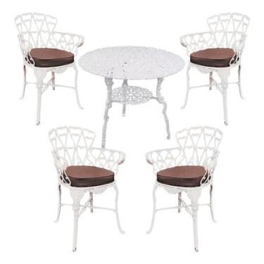 Imagem de Conjunto de Mesa Viena 4 Cadeiras com Almofadas para Jardim Piscina Ár