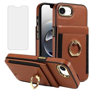 Imagem de Asuwish Capa de celular para iPhone 16e/SE 2025/SE 4 carteira com protetor de tela fino couro PU suporte para cartão bloqueio RFID anel suporte i Phone16e i16e 16 e SE4 4ª geração 16eCase marrom