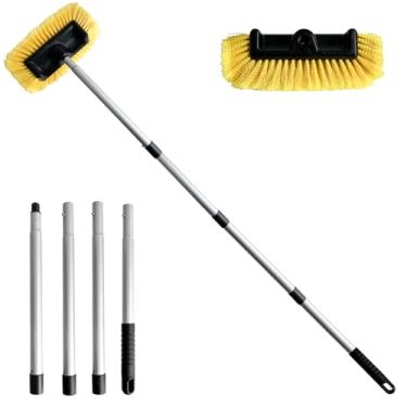 Imagem de SUGOOE Escova de lavagem de carro de 147 cm, esfregão de limpeza de cerdas macias com alça extensível para carro, trailer, SUV, caminhão, barco, tapume de casa