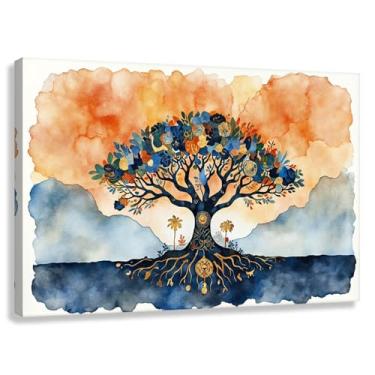 Imagem de Árvore da Vida Arte de parede Impressão em tela com cores vibrantes para decoração de sala de estar Fotos Pintura 45x30cmx1