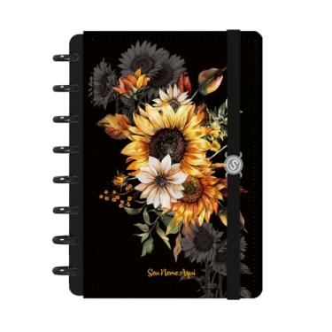 Imagem de Caderno de Disco Inteligente Personalizado Iscool P Floriografia Girassóis Preto