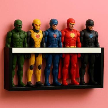 Imagem de Estante de brinquedos Prateleira organizadora de bonecos super heróis,