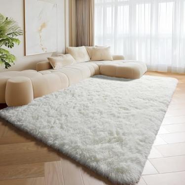 Imagem de ONASAR Tapetes brancos creme, 15 x 23 cm, para sala de estar, quarto, lavável, grande, fofo, tapete felpudo e felpudo para berçário, crianças, meninos, adolescentes, dormitórios, decoração de casa