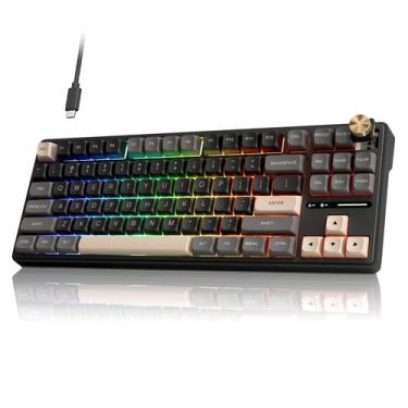 Imagem de Teclado mecânico RK ROYAL KLUDGE R87 Pro 75% cremoso
