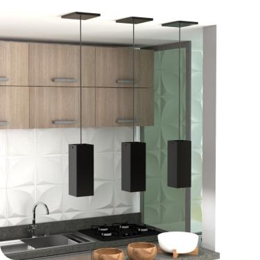 Imagem de 4 Pendentes Industrial Inox Quadrado Moderno Luminária Elg