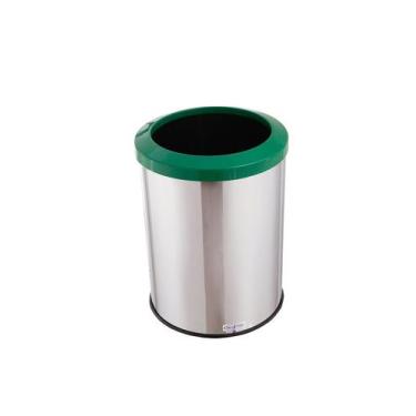 Imagem de Lixeira Inox Com Aro Plástico 30 Litros Lixo Reciclável - Aldinox, Ver