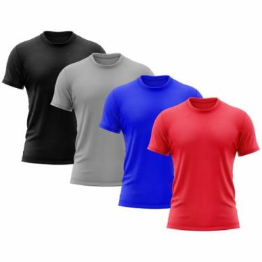 Imagem de Kit 4 Camisetas Masculina Manga Curta Dry Básica Lisa Proteção Solar U