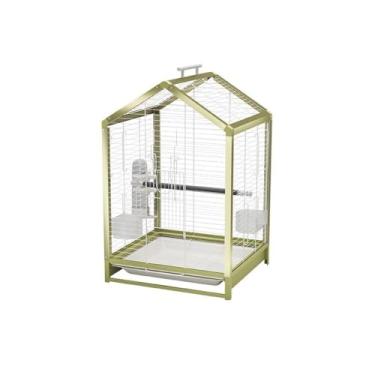 Imagem de Gaiola de pássaro de 55 cm de altura gaiola de pássaro verde metálico de nível único gaiola decorativa para papagaios, periquitos, periquitos, tentilhões gaiola econômica papagaio periquito arara