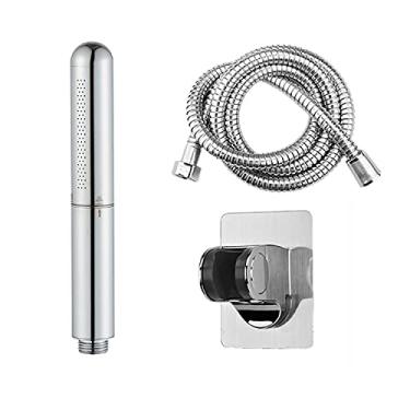 Imagem de Chuveiro de mão com mangueira extra longa e suporte de chuveiro montado na parede cromado polido..