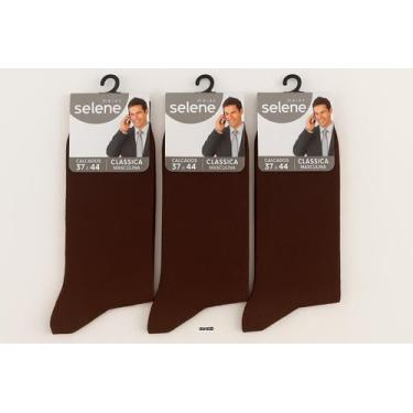 Imagem de Kit 3 pares meias Social Selene Masculina Poliamida 3030, Café