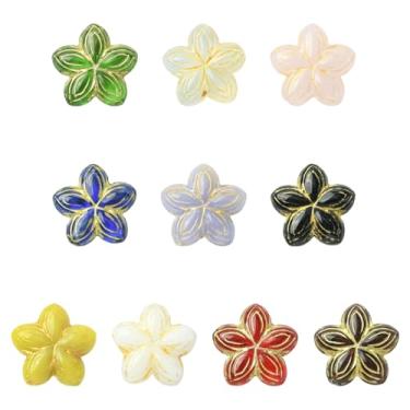 Imagem de UR URLIFEHALL 10 contas espaçadoras florais de 10 cores feitas à mão com 5 pétalas florais Millefiori para pulseira DIY, colar, fabricação de joias