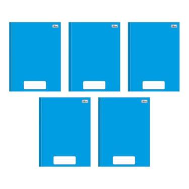 Imagem de Kit com 5 Cadernos de Brochura Pepper Azul com 80 Folhas Pautadas Pequeno Escolar Aula Linhas