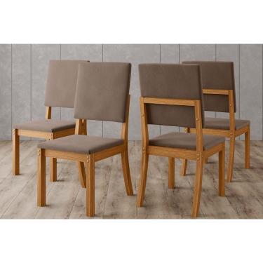 Imagem de Cadeira Sala de Jantar Milla Kit 4 Un Nature/Suede Marrom Amendoa - Henn