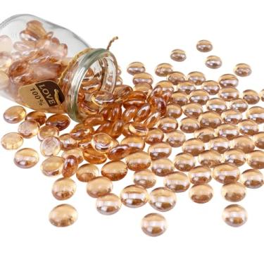 Imagem de ginojex Contas de vidro de 500 g, enchimento de vaso, decoração de cascalho, mármores de vidro plano, pedras, pedras, aquário, rochas, arte decorativa para casa, artesanato - champanhe