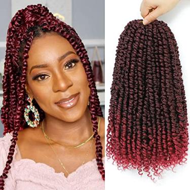Imagem de Passion Twist Hair 35,5 cm 8 pacotes, cabelo torcido de crochê para mulheres negras, cabelo de crochê encaracolado torcido de paixão pré-enrolado, cabelo de crochê curto (35,5 cm (pacote com 8), TBug