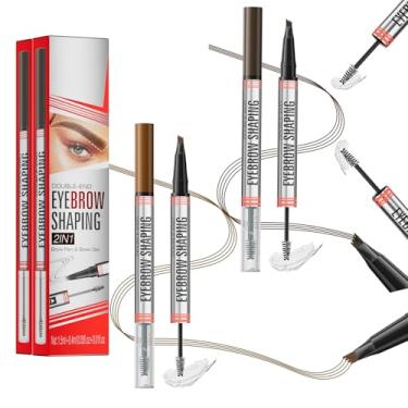 Imagem de Caneta de sobrancelha de ponta dupla 2 em 1 com gel, caneta de sobrancelha com ponta de garfo, à prova d'água 3D, microblading, maquiagem natural, delineador de longa duração e preenchimentos de linha