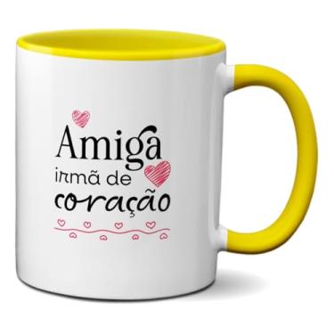 Imagem de Caneca Da Amizade Amiga Irmã Do Coração Presente Fofo (Amarela)