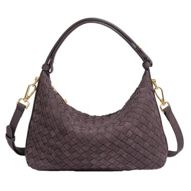 Imagem de Bolsa de ombro de camurça tecida bolsa de ombro feminina de camurça sintética bolsa tiracolo bolsa Hobo de tecido bolsa bolsa despojada 2025, Café, free, Sacola