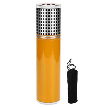 Imagem de Tubo de Charuto Caixa de Charuto que Economiza Espaço Presente Compacto Com Higrômetro Comporta 3 Charutos Ao Ar Livre (Amarelo)