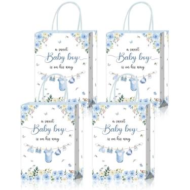 Imagem de Roselush Sacos de presente A Sweet Baby Boy is On The Way - Sacos de lembrancinha de festa com design de roupas fofas - chás de bebê azuis, aniversários