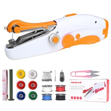Imagem de Máquina de costura portátil, mini máquina de costura elétrica portátil de costura rápida, fácil de usar para adultos costurar roupas, faça você mesmo, viagens em família
