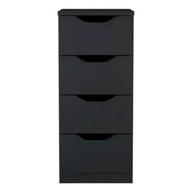 Imagem de Gaveteiro Gaveteiro Para Escritório E Quarto 4 Gaveta Preto Fosco Mult
